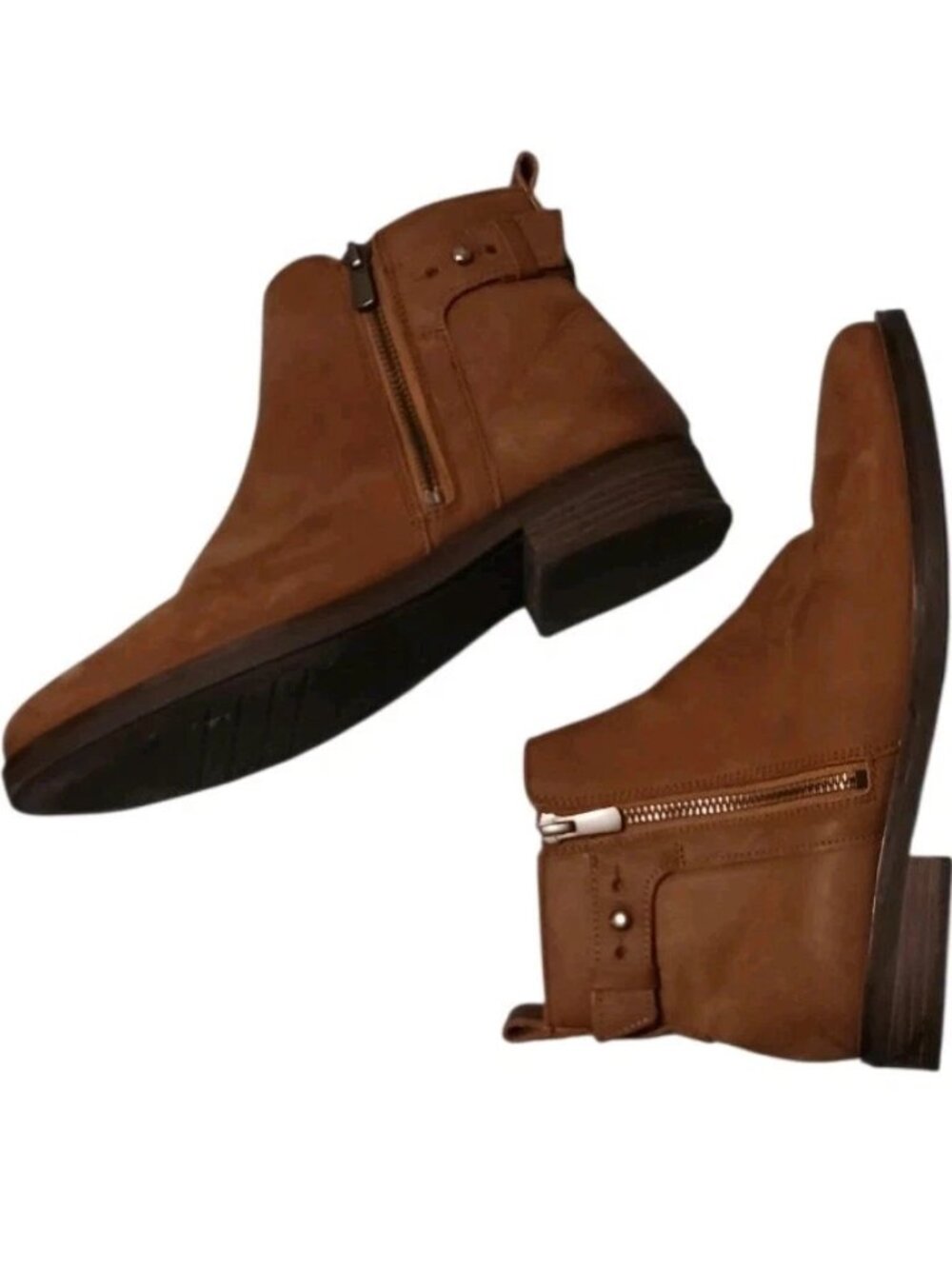 Clarks Memi Lo Ankle Boot Women's 9.5M Dark Tan Leather Low Heel Comfort Bootie